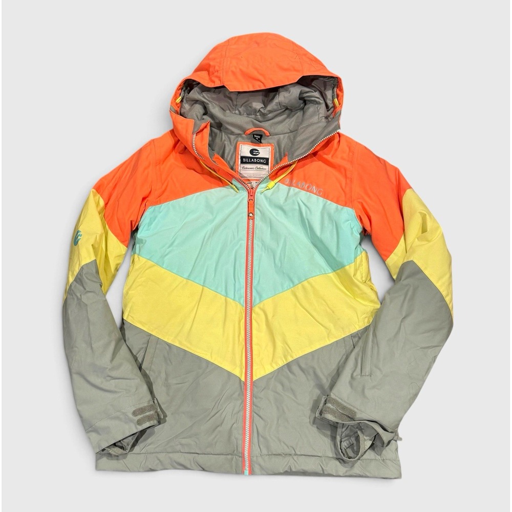 Billabong Ski Jacket M Chevron Colorblock 10K Snowboard Coat Retro Gorpcore Neon